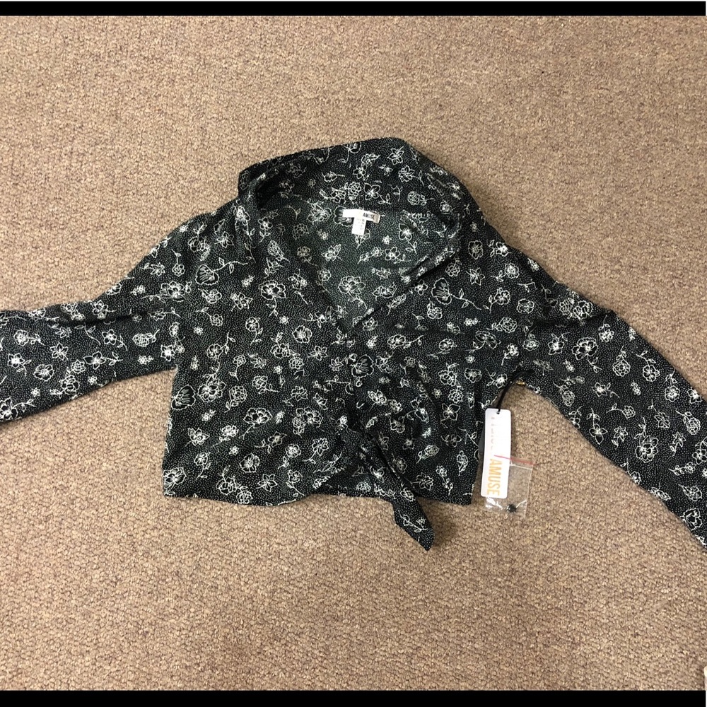 PRINCESS POLLY floral tie button top
